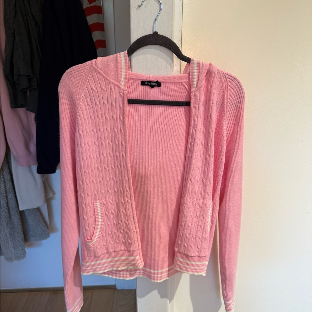 Daisy Fuentes Pink Hooded Cardigan